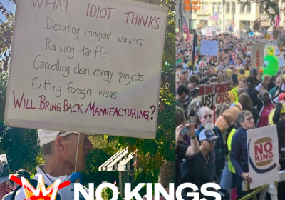 protesters carrying signs