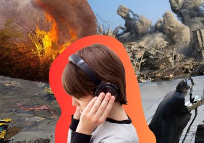 kid with headphones on