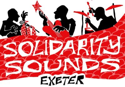 Graphic for fundraising event Solidarity Sounds at The Exeter on 08/11/2025
