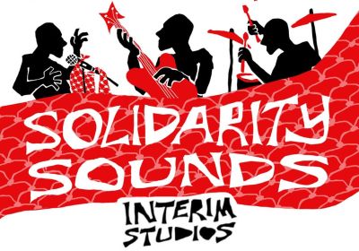 Graphic for fundrasing event Solidarity Sounds at Interim Studios on 08/11/2025