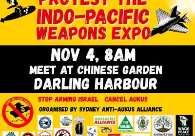 protest indo pacific weapons expo