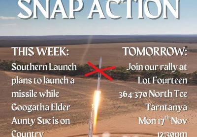 Graphic for snap action protest Stand With Aunty Sue on 17/11/2025 in Tarntanya