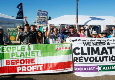 Photo of Socialist Alliance contingent at the 2024 Rising Tide People's Blockade