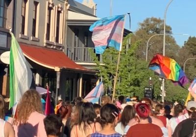 Cropped photo from Pride March 2025, Trans Justice Adelaide