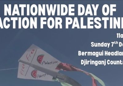 Graphic for protest Nationwide Day of Action for Palestine 07/12/2025 Bermagui Headland Djiringanj Country