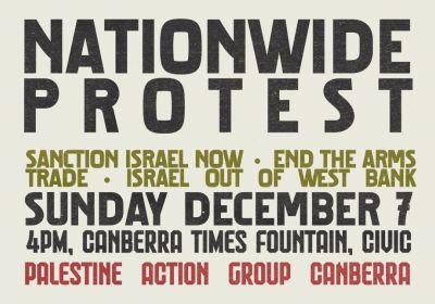 Graphic for Nationwide Protest for Palestine on 07/12/2025 in Canberra