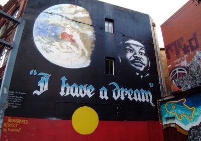 Martin Luther King Jr. "I Have A Dream" mural, 1991 Newtown - Gadigal Country, Andrew Aiken/Juilee Pryor