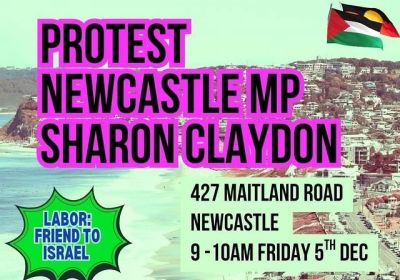 Graphic for event Weapons Out Of Muloobinba: Protest Newcastle MP Sharon Claydon 05/12/2025