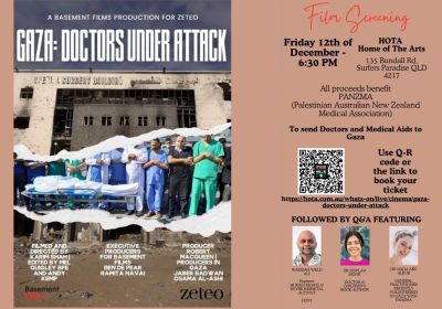 Graphic for event Film screening - Gaza: Doctors Under Attack, 12/12/2025 Surfers Paradise