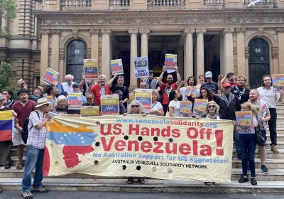 US hands off venezuela protest at Sydney Town Hall