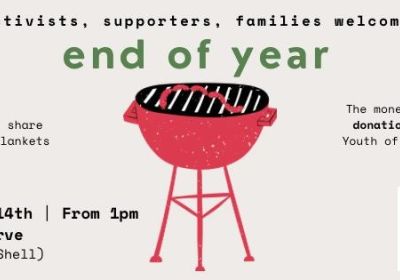Graphic for event Free Palestine Melbourne End of Year BBQ 14/12/2025 from 1pm Coburg Lake Reserve, near Coburg Sound Shell