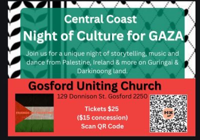 Graphic for event Night of Culture for Gaza on 10/01/2026 in Gosford