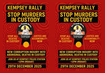 Leaflet for Kempsey Rally: Stop Murders In Custody, 12pm 29/12/2025