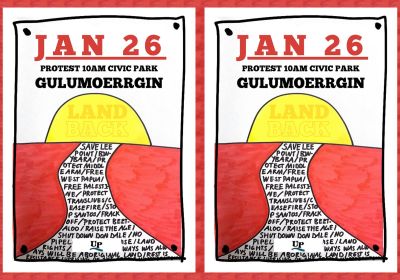 Leaflet for event Land Back: Darwin Invasion Day Protest 2024