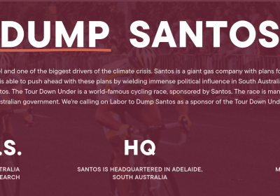 Graphic for Conservation SA's Dump Santos campaign