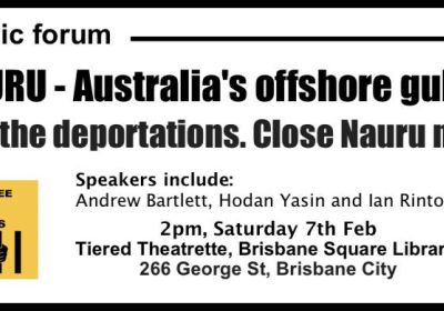 Graphic for public forum event: Nauru - Australia's Offshore Gulag