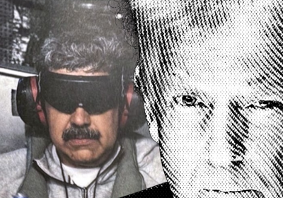 Maduro blindfolded and Trump