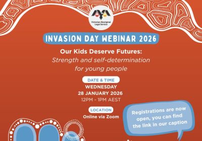 Graphic for Invasion Day Webinar 2026 event, Invasion Day Webinar 2026 | Our Kids Deserve Futures: Strength and self-determination for young people, 12pm-1pm AEST online with Zoom
