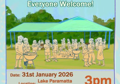 Graphic for event Community Barbequee, 3pm 31/01/2026 Lake Parramatta Reserve, Hosted by ROSY
