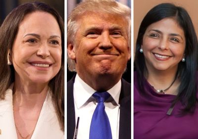 María Corina Machado, Donald Trump and Delcy Rodríguez 