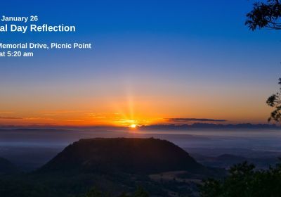 Graphic for event: Survival Day sunrise reflection, 5am-6am AEST 26/01/2026, Tobruk Memorial Dr, Rangeville QLD 4350