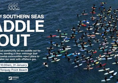 Graphic for event Paddle Out – Save the Southern Seas, 10am 31/01/2026 Torquay Front Beach