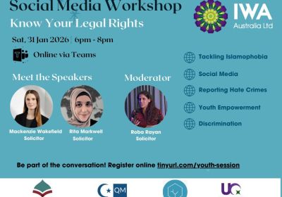 Graphic for event Social Media Workshop – Know Your Legal Rights, 6pm-8pm 31/01/2026 Online with Teams