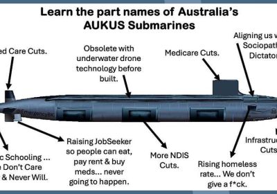 Satirical illustration of AUKUS submarine 'parts'