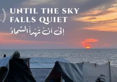 Artwork and graphic for documentary film Until The Sky Falls Quiet