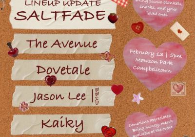 Artwork and poster for event, A Love Letter to Ctown: Acoustic Picnic Show, 5pm 13/02/2026 Mawson Park Campbelltown, Hosted by ROSY Campbelltown