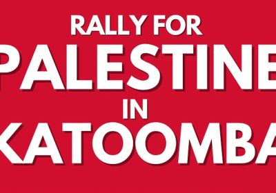 Artwork and graphic for Rally for Palestine in Katoomba