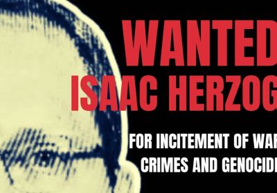 Artwork and graphic for event Wanted: Isaac Herzog – For incitement of war crimes and genocide, 5pm-6pm 13/02/2026 Bendigo Sign, View Street & Pall Mall Bendigo VIC 3550