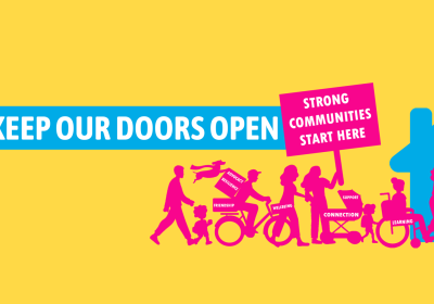 Keep Our Doors Open campaign banner artwork and graphic