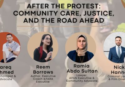 Artwork and graphic for event Cafe Palestine – Community Debrief and Gathering, 7pm-9pm 13/02/2026 Morning Owl Cafe, 16/17 George Young St, Auburn NSW 2144