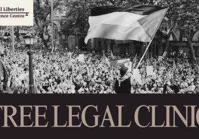 Artwork and graphic for event Free legal clinic for anyone impacted by police conduct at the Herzog protest, 10am 15/02/2026 Parramatta Centenary Uniting Church, 46 Sorrell St, North Parramatta NSW 2151