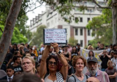 Outside Surry Hills police station ZP