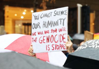 'You can't silence us' - the Palestine solidarity movement marches in the rain, February 15