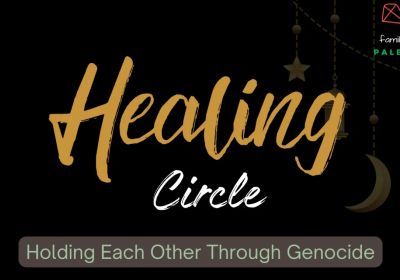 Artwork and graphic for event Healing Circle – Holding Each Other Through Genocide, 4:30pm 22/02/2026 Newtown Women's Library, 8-10 Brown St, Newtown NSW 2042