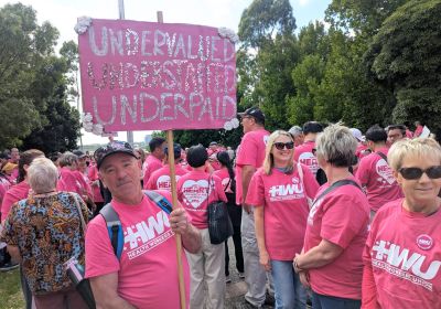 healthcare workers in Victoria protesting for better pay and conditions
