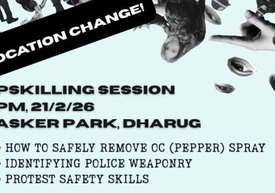Artwork and graphic for event Upskilling session: Build capacity, build community – We keep us safe, 2pm 21/02/2026 Tasker Park, 15 Phillips Ave, Dharug (Canterbury) NSW 2193