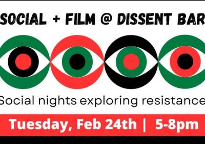 Artwork and graphic for event Social + Film @ Dissent Bar, 5pm-8pm 24/02/2026 Dissent Bar, 181 City Walk, Canberra ACT 2601