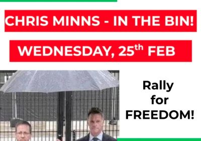 Artwork and graphic for event Rally for Freedom: Chris Minns – In The Bin
