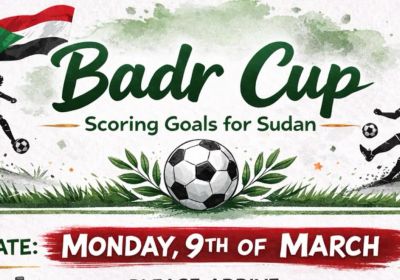Artwork and graphic for event Badr Cup – Scoring Goals for Sudan, 4:45pm 09/03/2026 Futsal Park Blair Athol, Lionel Ave, Kilburn SA 5084