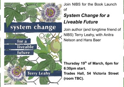 Artwork and graphic for event Book launch: System Change for a Liveable Future, 6:30pm-8:30pm 19/03/2026 Victorian Trades Hall, 54 Victoria St, Carlton VIC 3053