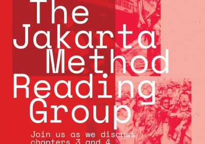 Artwork and graphic and artwork for event The Jakarta Method Reading Group session 1, 6:30pm 06/02/2026 Kathleen Syme Library Activity Room 1, Carlton VIC 3053