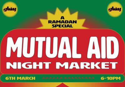 Artowrk and graphic for event Mutual Aid Night Market, 6pm-10pm 06/03/2026 Addi Road Gumbramorra Hall, 142 Addison Rd, Marrickville NSW 2204 