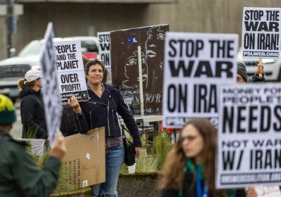 protesters with signs