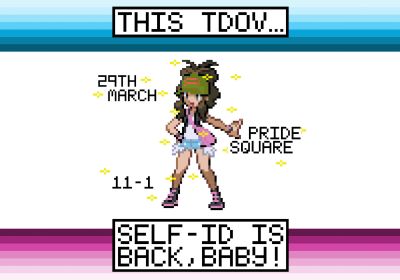 Artwork and graphic for event Trans your gender this Trans Day of Visibility, 11am-1pm 29/03/2026 Pride Square, 1A Bedford St, Newtown NSW 2042