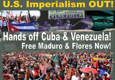Artwork and graphic for event Rally: Hands off Cuba and Venezuela, 12pm 28/03/2026 State Library Victoria, 328 Swanston St Melbourne VIC 3000