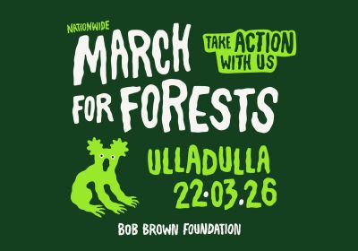 Artwork and graphic for event March in March for Forests – Ulladulla, 11am 22/03/2026 Ulladulla Civic Centre, 81B Princes Hwy, Ulladulla NSW 2539